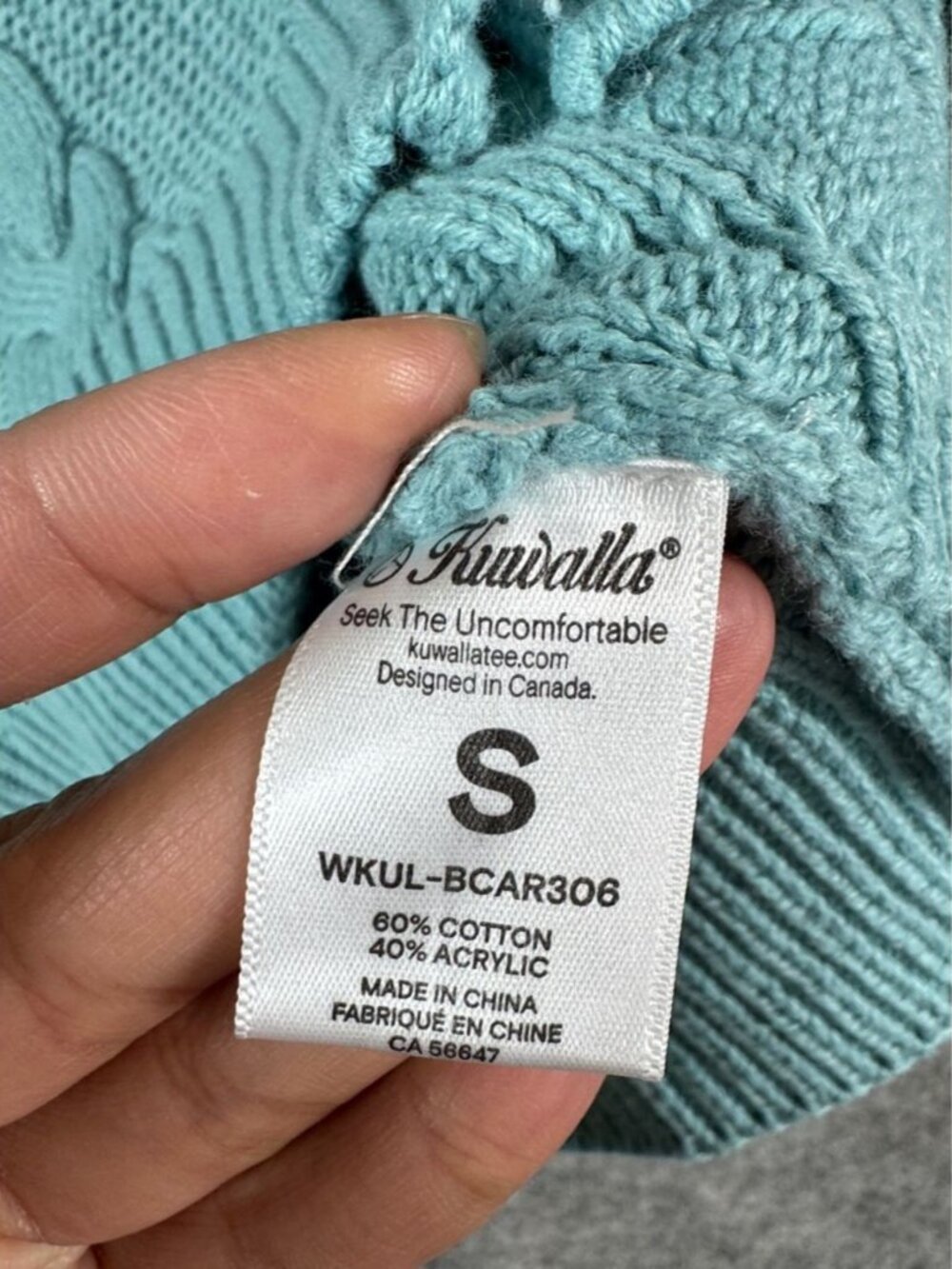Kuwalla Cable Knit Cropped Buttoned Cardigan Sweater Teal Cozy Boho Size S Relax - Picture 10 of 13